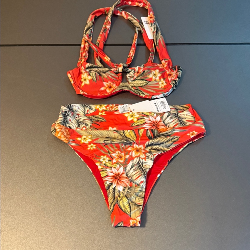 Bananamoon Red Floral Bikini Set